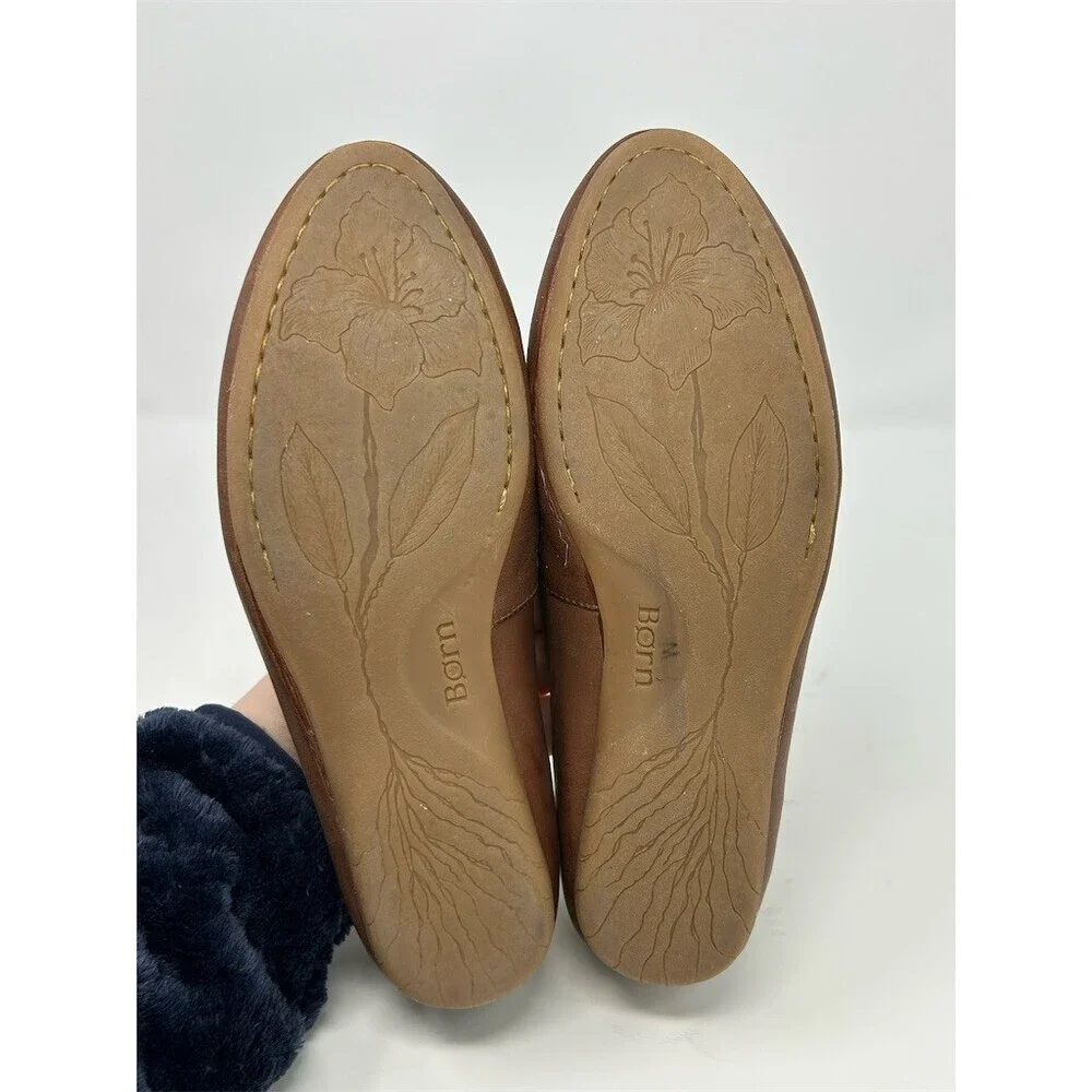 Born Womens Loafers Brown Woven Vamp Slip-On Driving Moc Flats Size 7.5